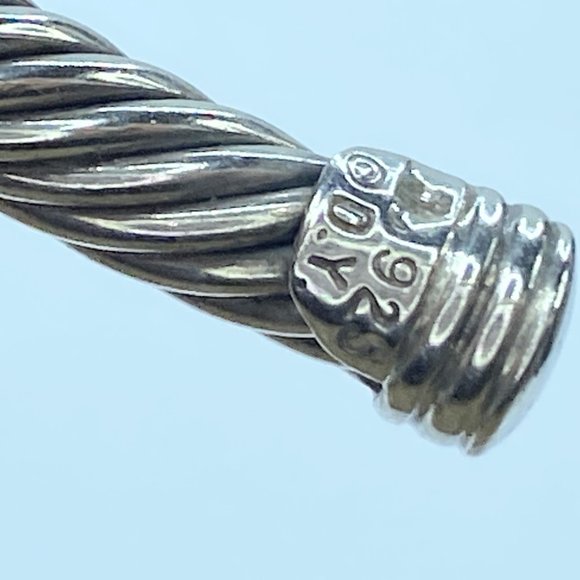 David Yurman Sterling 925 18K station Rope Cable cuff bangle 28.4g 7.5" JR7989 - Picture 8 of 11